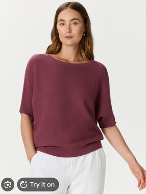 Quince Dolman Cotton Cashmere Sweater - Crushed Berry Purple Medium M Mauve